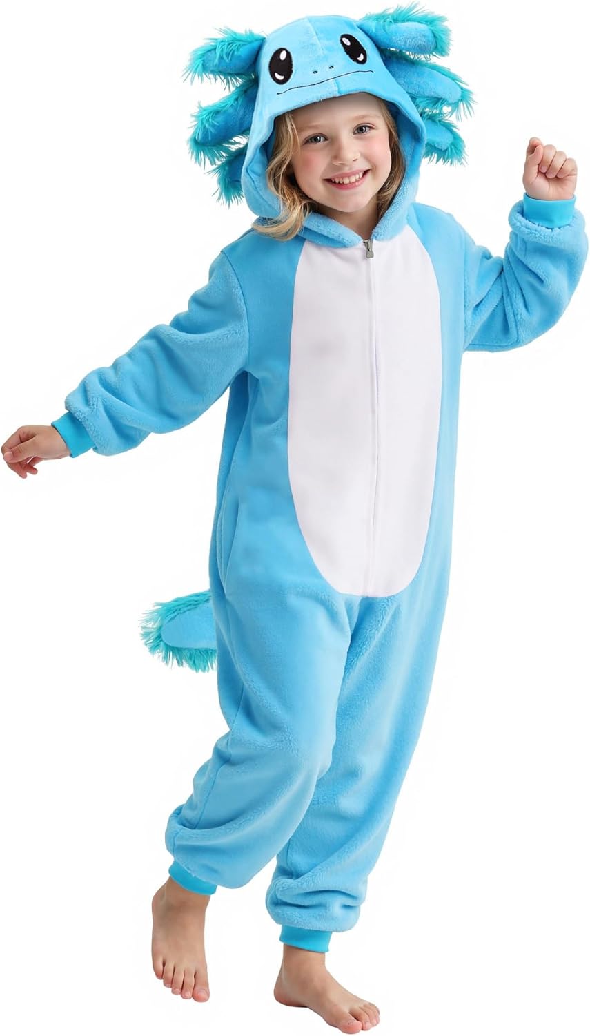 Adorable Axolotl Costume Kids Girls Onesie Pajamas for Fun