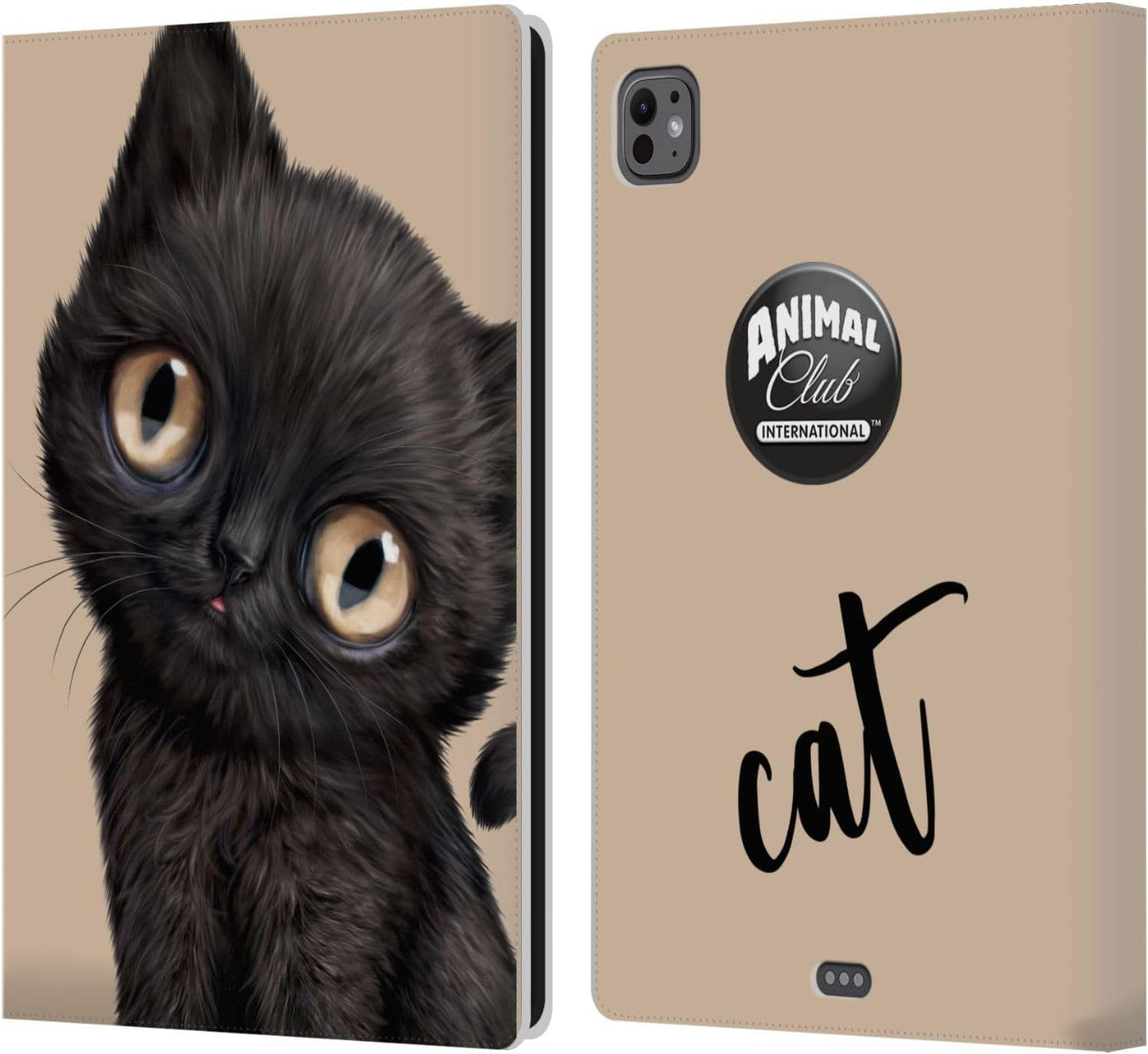 Animal Club International Black Cat Faces Leather Wallet Case