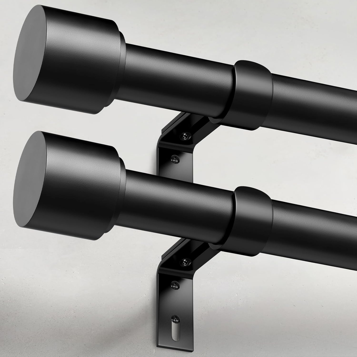 GEEBOBO Black Curtain Rods Set for Windows 66 to 120 Inch