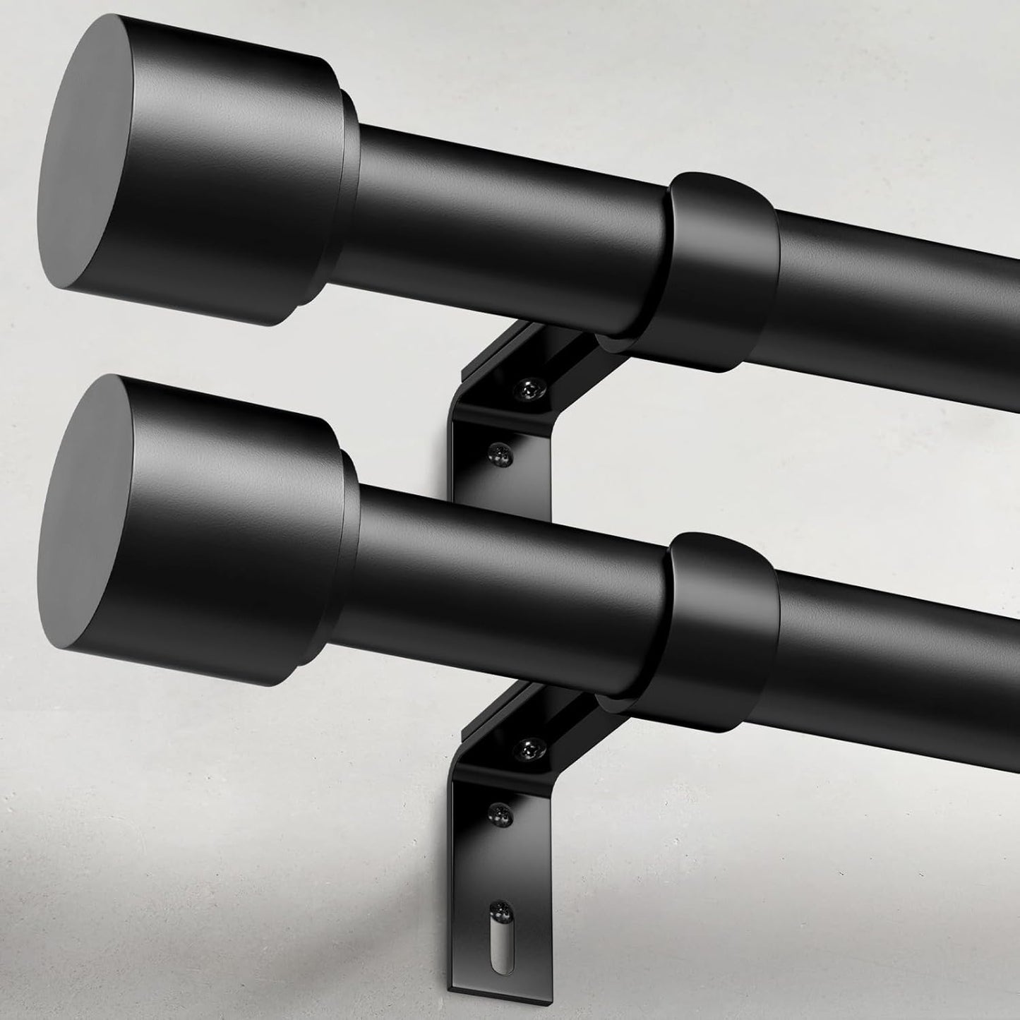 GEEBOBO 2 Pack Black Curtain Rods for Windows 72 to 144 Inch