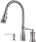 3 Hole Kitchen Faucet with Pull Down Sprayer Brushed Nickel