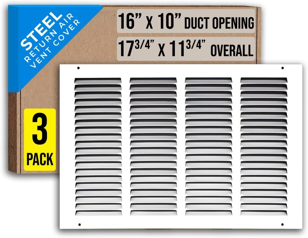 Steel Return Air Grille for 16x10 Duct Opening - 3 Pack