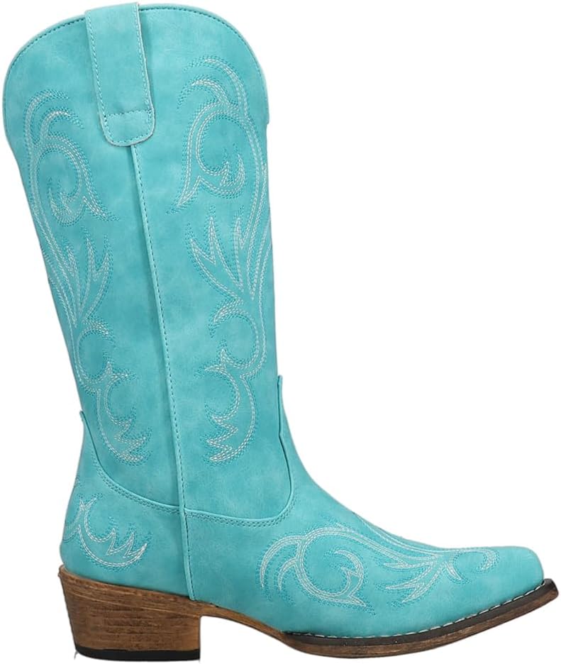 ROPER Womens Riley Embroidered Snip Toe Casual Boots - Blue