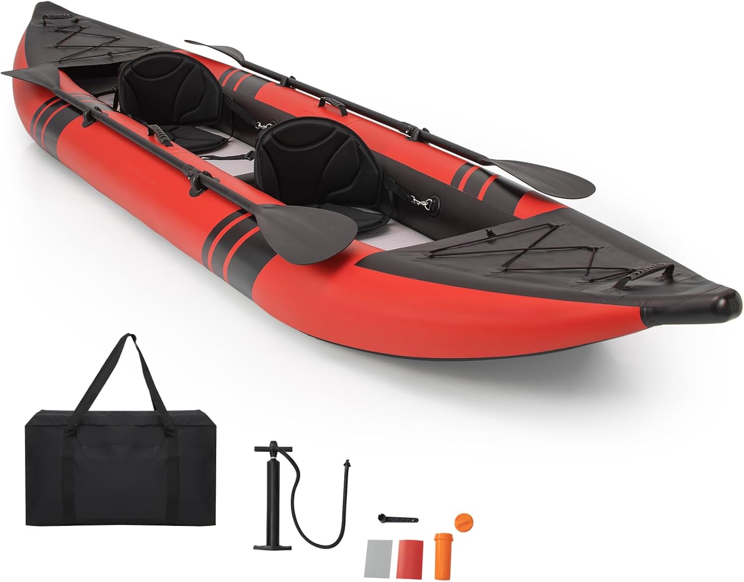 GYMAX Inflatable Kayak 12.5Ft for 2 Person Fishing & Touring