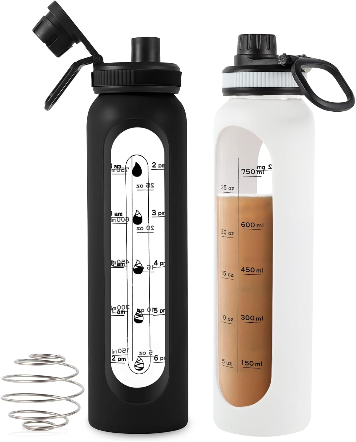 BPA-Free Glass Shaker Bottles with Retractable Brush for Fitness - RhythmFit