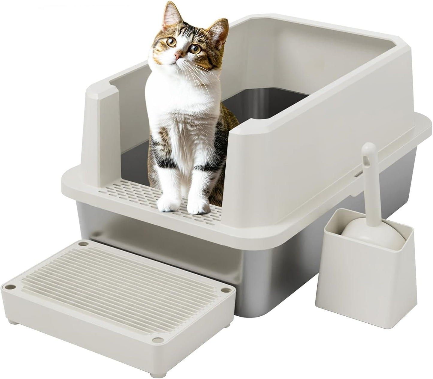RIZZARI Stainless Steel Cat Litter Box for All Cats