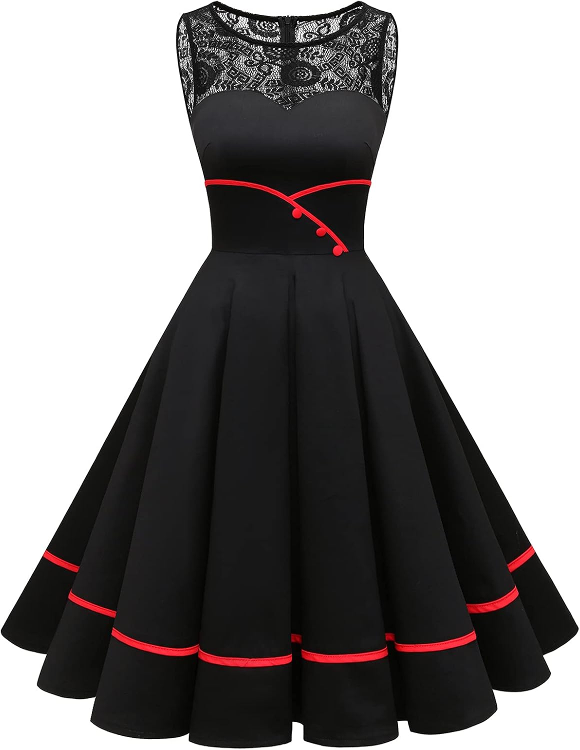 Bbonlinedress Women's 50s Vintage Floral Lace Retro Dress