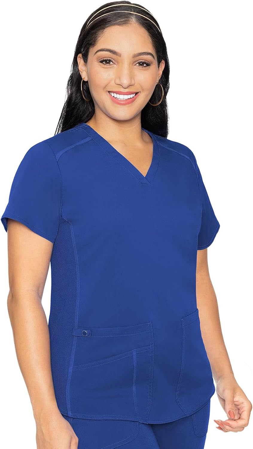 Med Couture V-Neck Scrub Top for Women with 4 Pockets