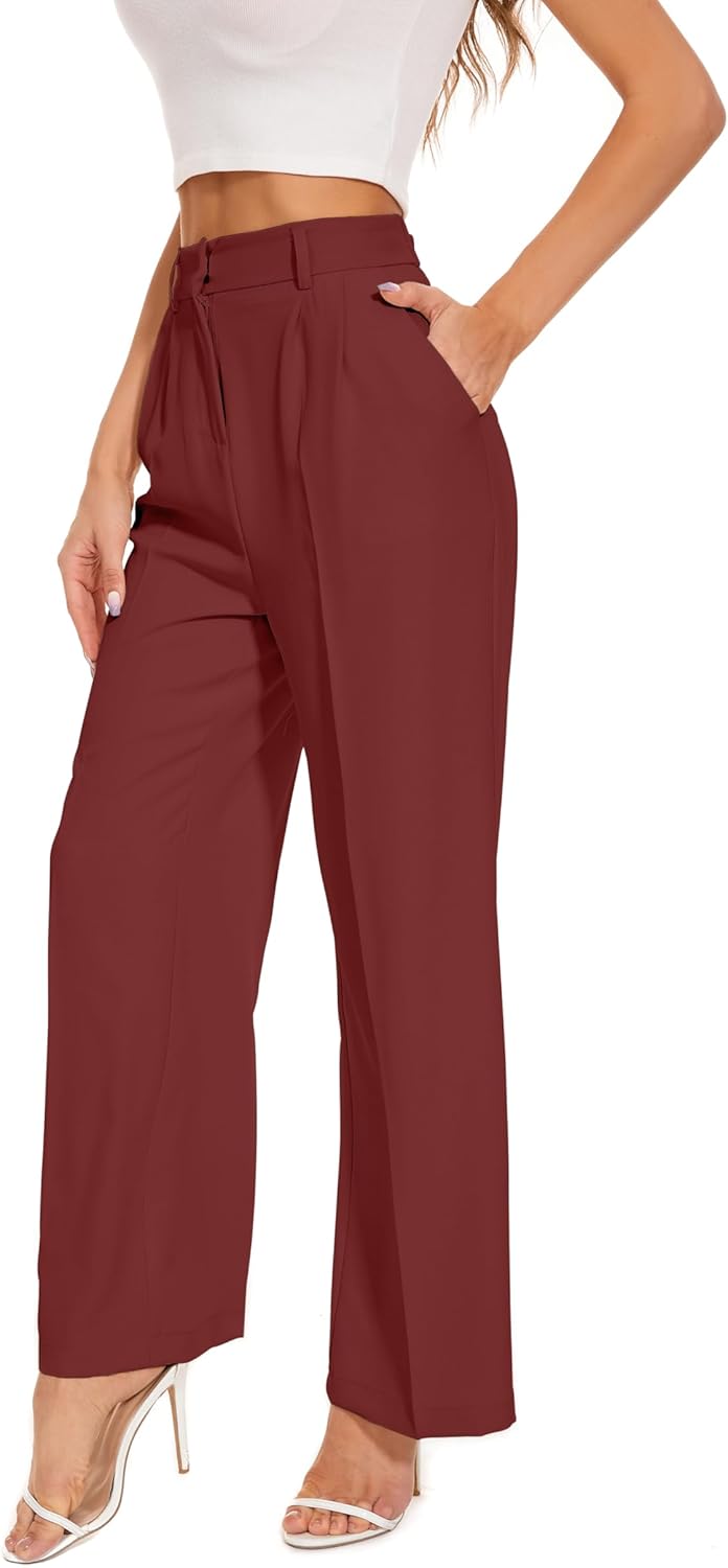 FUNYYZO Wide Leg Pants for Women - High Elastic Waist Trousers