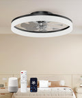 Smart Ceiling Fans with Light and Remote 20in Low Profile - Dimmable