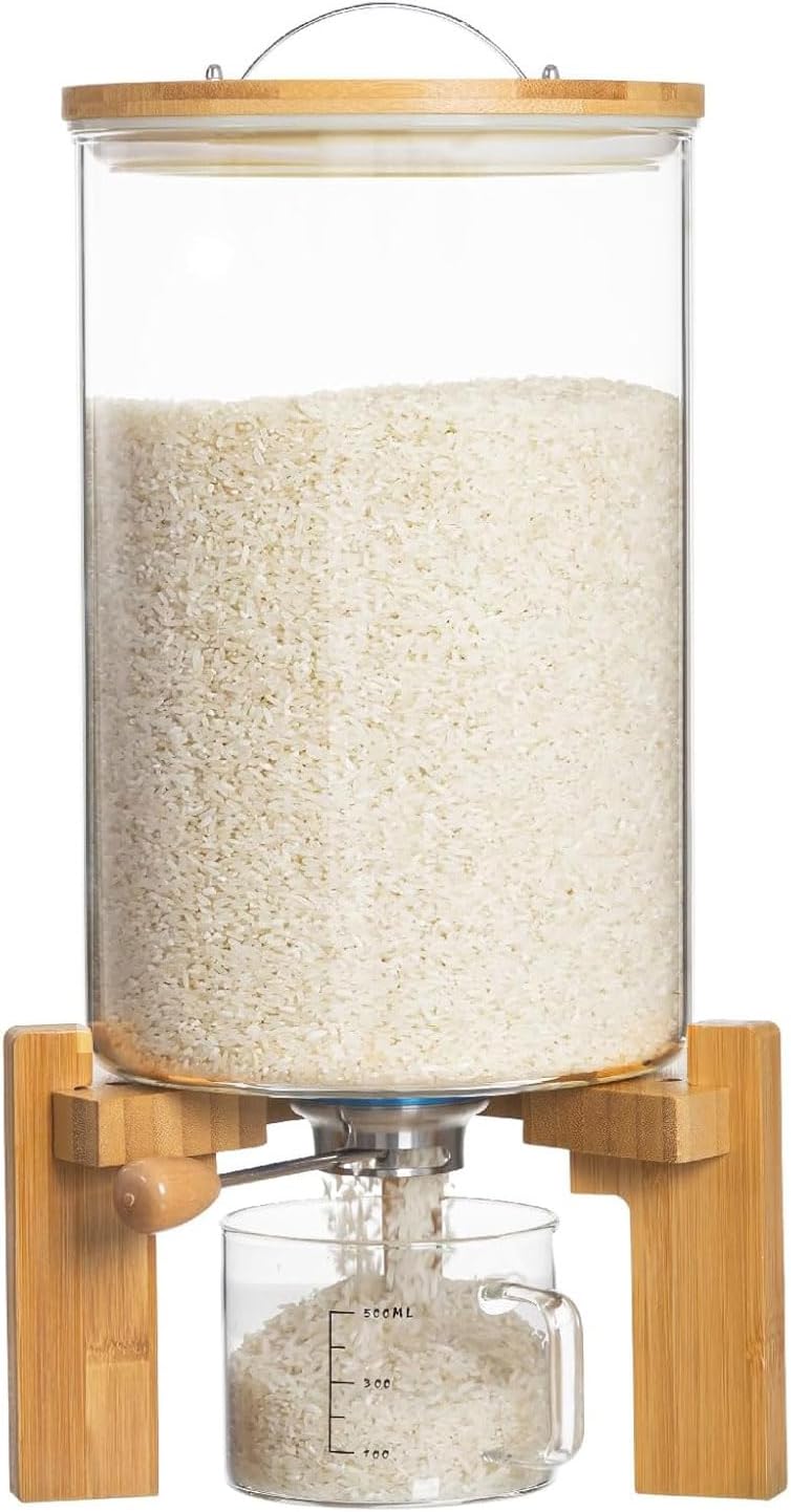 Rice Dispenser and Storage Container for Kitchen Organization