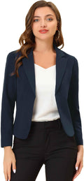 Allegra K Women's Open Front Crop Suit Blazer (Style 4ZWC)