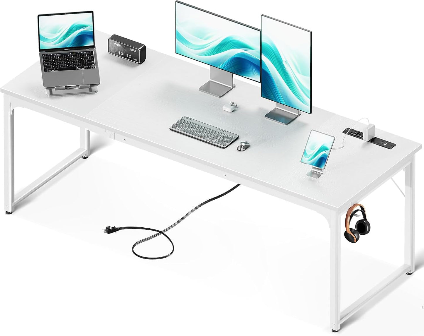 Coleshome 71 Inch Computer Desk with USB Ports for Home Office