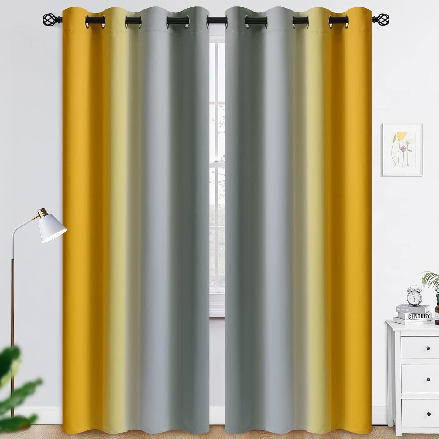 COSVIYA Grommet Ombre Room Darkening Curtains for Kids Rooms
