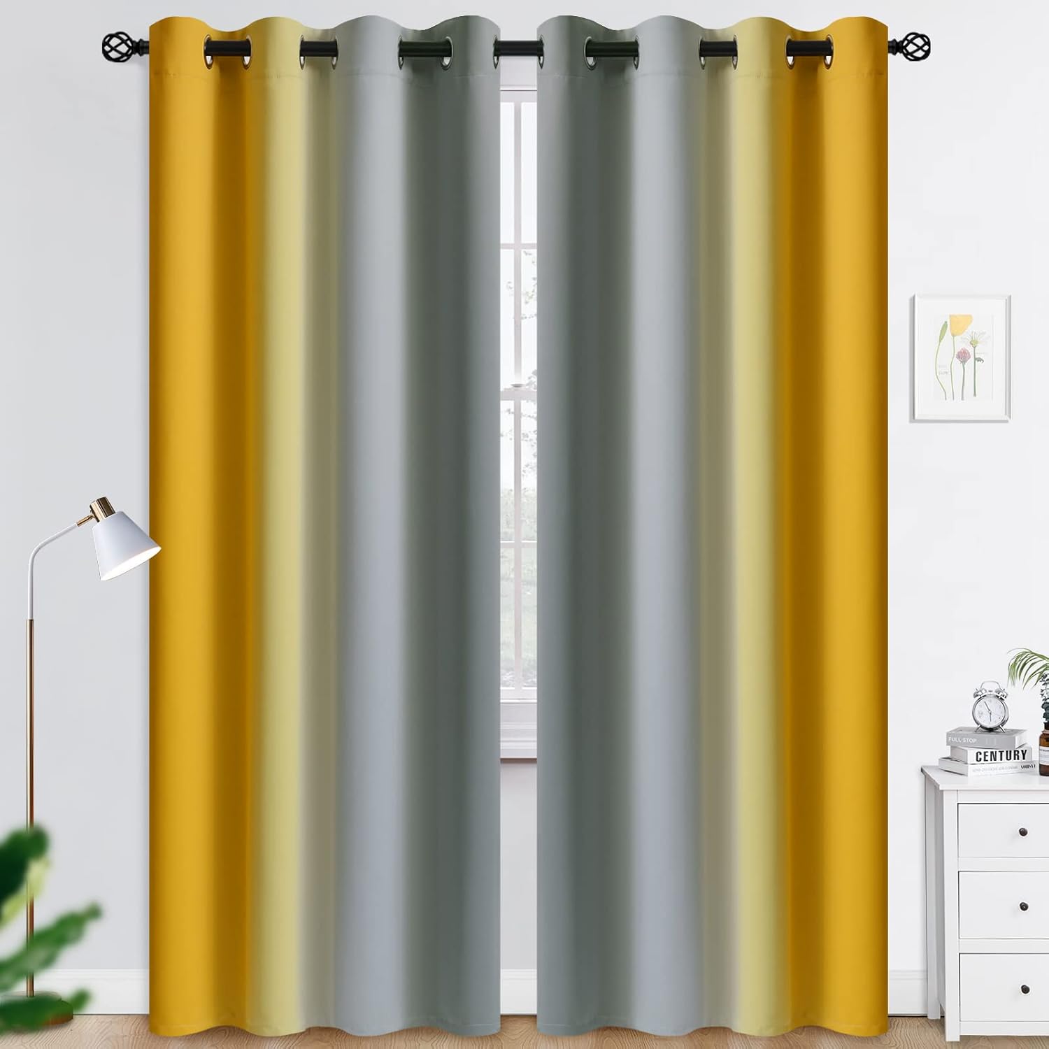 COSVIYA Grommet Ombre Room Darkening Curtains for Kids Rooms