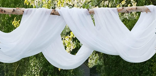 Wedding Arch to Window Scarves: Sheer White Fabric 6 Yards