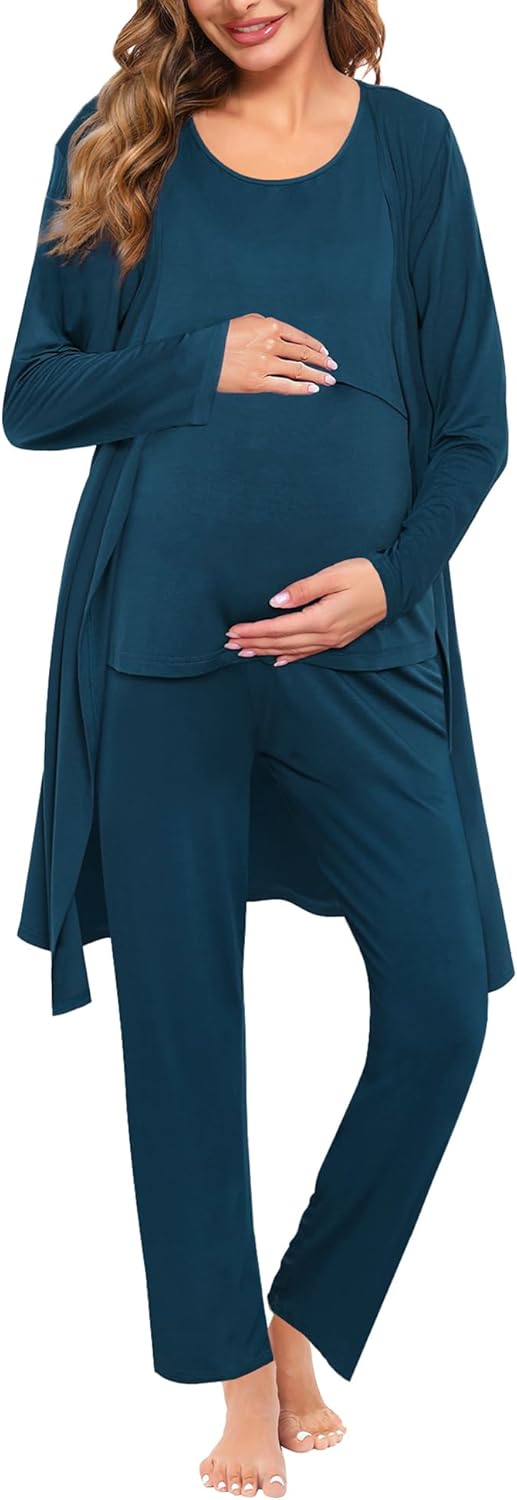 SWOMOG Maternity Nursing Robe Set for Comfortable Breastfeeding