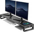 Dual Monitor Stand Riser with Wireless Charger and 4 USB 3.0 Ports