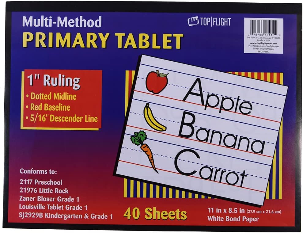 Top Flight 1st Grade Tablet, 1 Inch Ruling, 40 Sheets