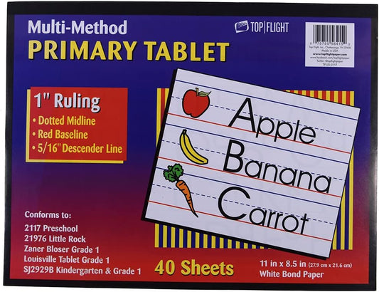 Top Flight 1st Grade Tablet, 1 Inch Ruling, 40 Sheets