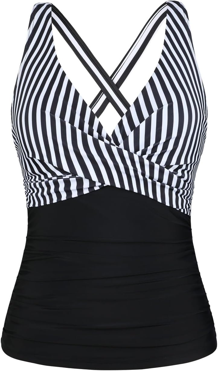 Hilor Women's Underwire Tankini Top for Tummy Control Swimwear