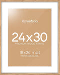 High-End Natural Oak 24x30 Picture Frame with Mat for Photos
