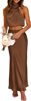 PRETTYGARDEN Women's Satin 2 Piece Summer Set - Elegant Matching
