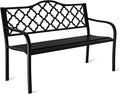 Metal Outdoor Bench with Diamond Pattern Backrest - Weatherproof