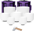 432hz Crystal Singing Bowl Set of 7 Pure White - Tuned 6-12in