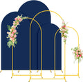 Metal Arch Backdrop Stand and Cover Set - Navy Blue Spandex