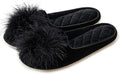 Fuzzy Pom Pom Feather Velvet House Slippers for Women - Cozy Memory