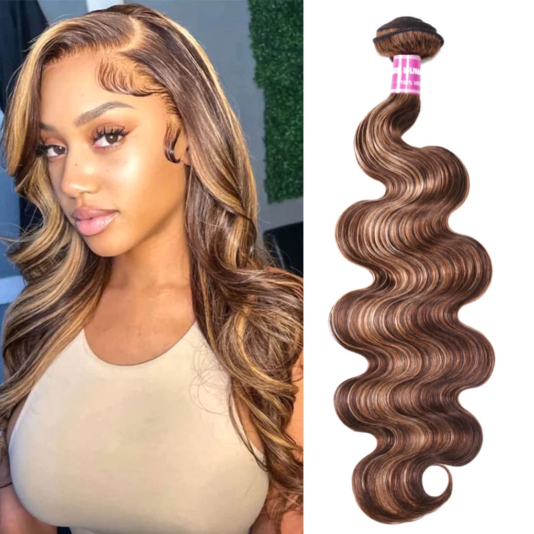 UNice Honey Blonde Highlight Body Wave Hair Weave 20 in Bundles