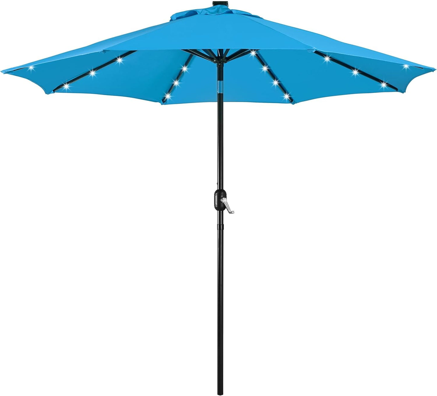 9FT Solar Powered Patio Umbrella with LED Lights for Shade