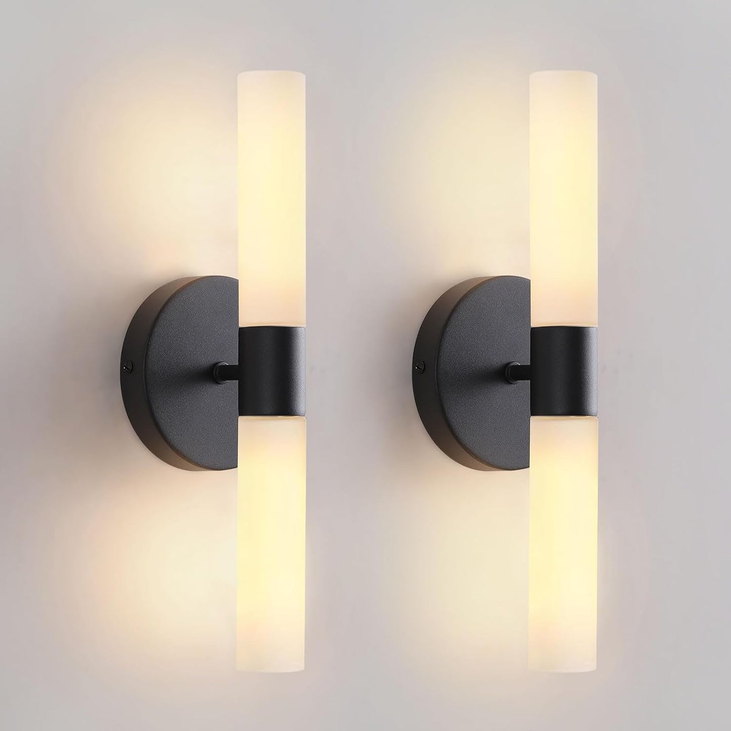 Matte Black Bathroom Wall Sconce Light Set of 2 for Modern Homes