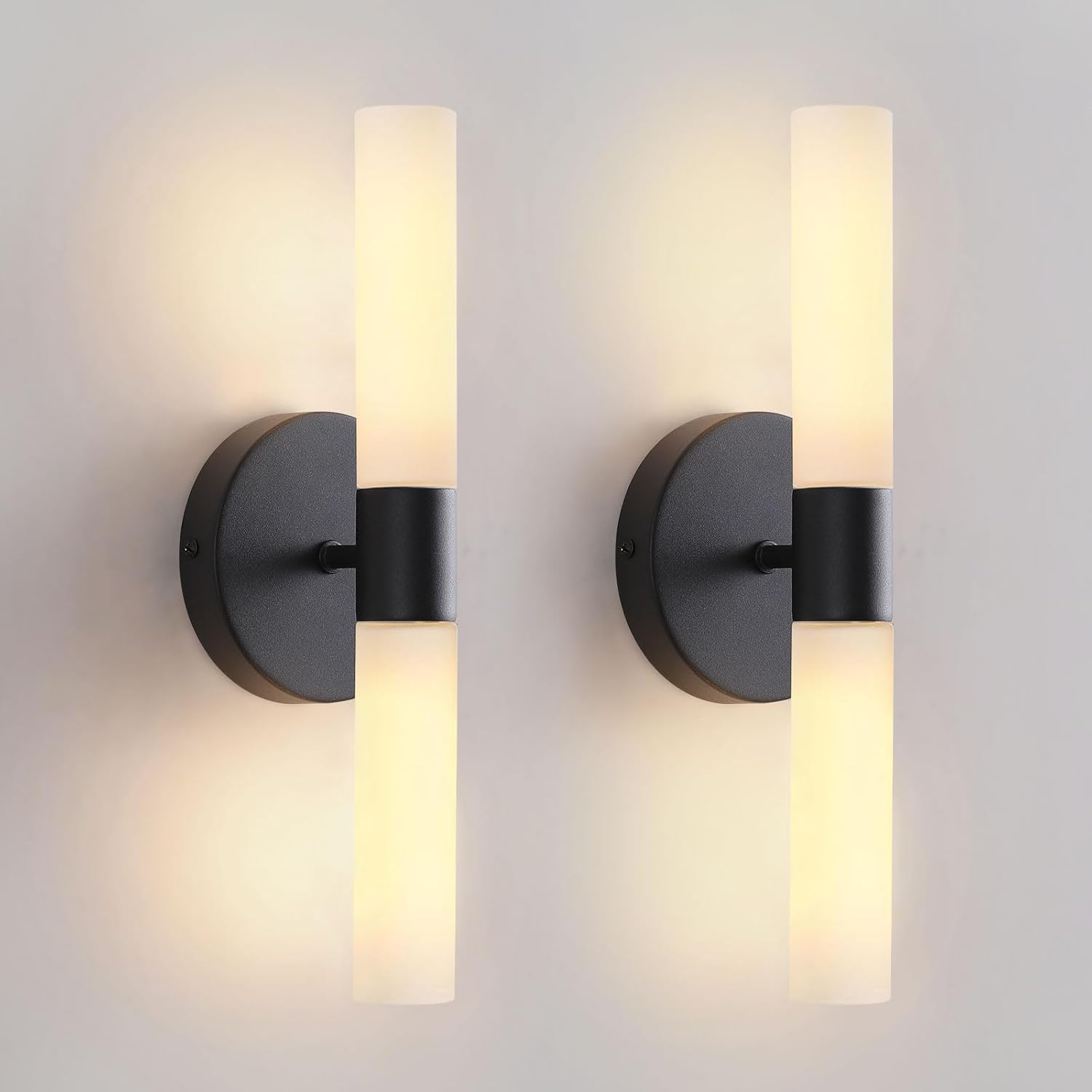 Matte Black Bathroom Wall Sconce Light Set of 2 for Modern Homes