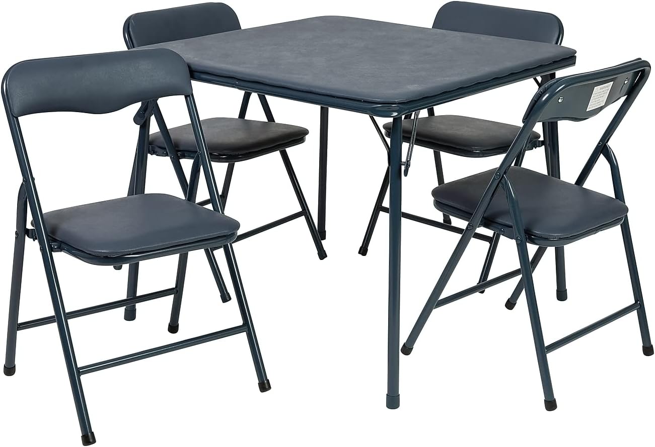 Mindy Kids Navy 5 Piece Folding Table and Chair Set for Play