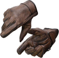Gel Padded Palm Motorcycle Gloves - Brown Cowhide Full Finger Large