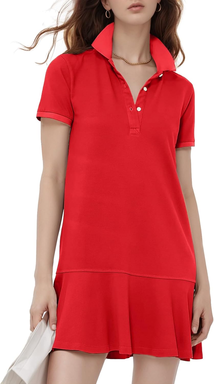 Flygo Womens Polo Dress for Golf Tennis and Summer Fun