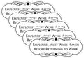 Small White Designer Employees Must Wash Hands Sign - 5 Pack