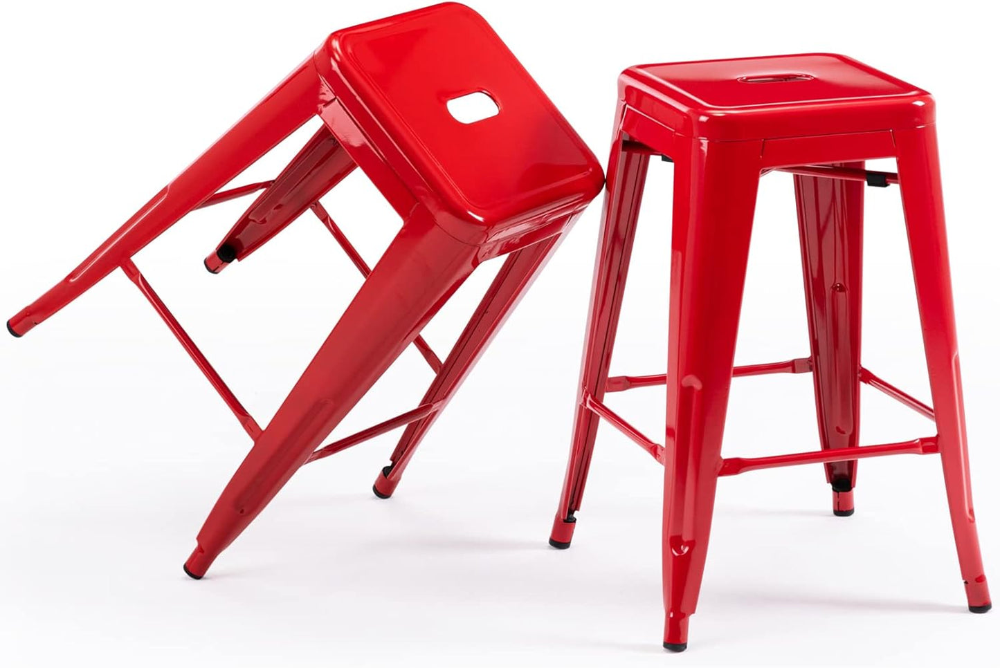 24 Inch Metal Bar Stools Set of 2 for Indoor Outdoor Use