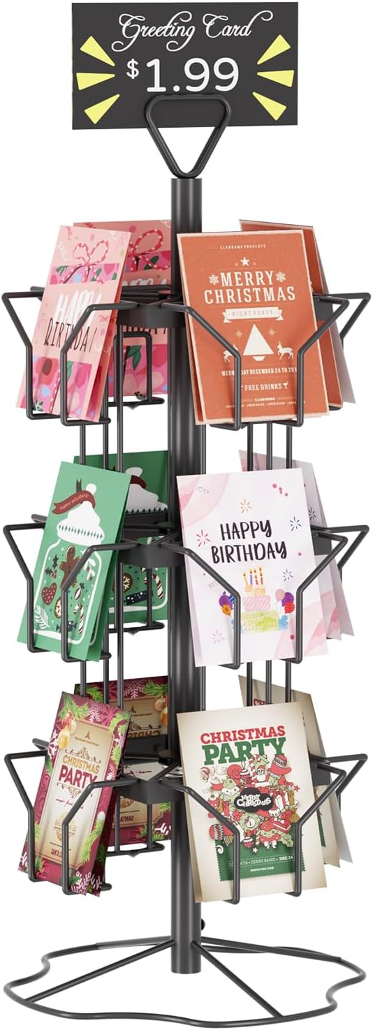 ORLESS 3 Tier Rotating Card Holder Display Stand for Retail Use