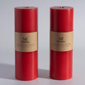 4 in x 12 in Extra-Large Red Pillar Candles (Set of 2) - Tall Dripless
