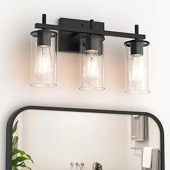 Zevluck 3 Light Bathroom Vanity Light in Matte Black Finish