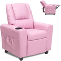 Kids Recliner Chair with Cup Holder for Ages 0-5, Pink Comfort