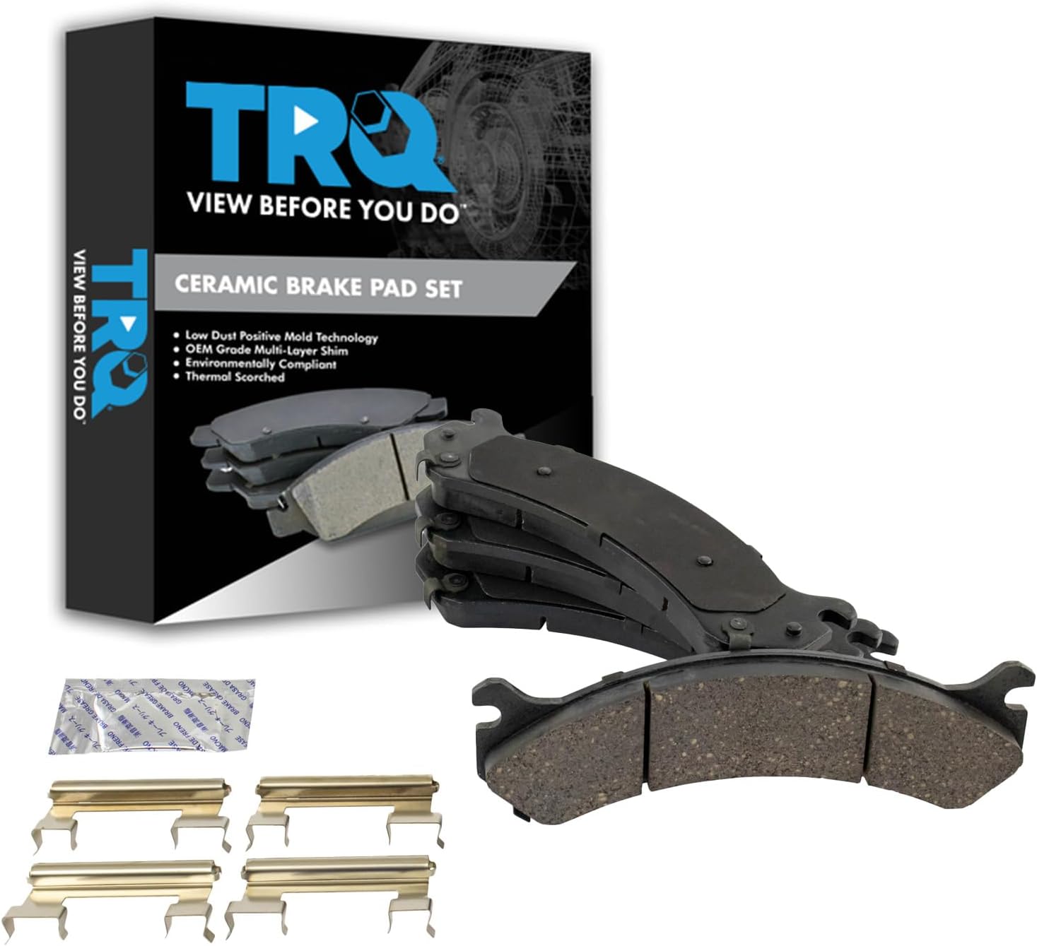 TRQ Rear Brake Pads Ceramic for 2001-2010 Chevrolet Silverado 3500