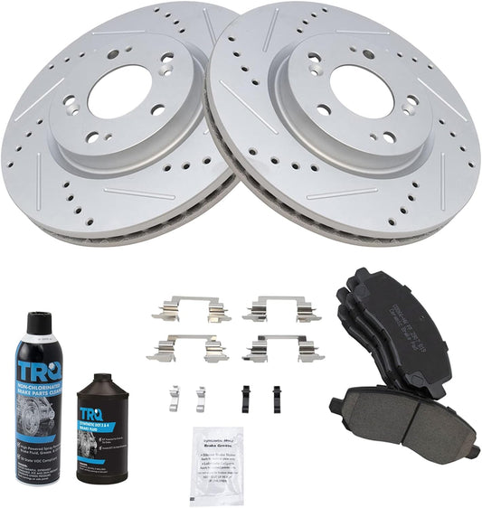 TRQ Front Brake Pad & Rotor Kit for Chrysler Dodge Jeep Mitsubishi