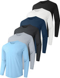 6 Pack Men's Quick Dry Long Sleeve Shirts UPF 50+ for Workout