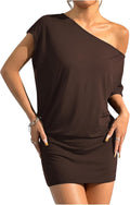 SOLY HUX Off The Shoulder Mini Dress Asymmetrical Neck - Flattering