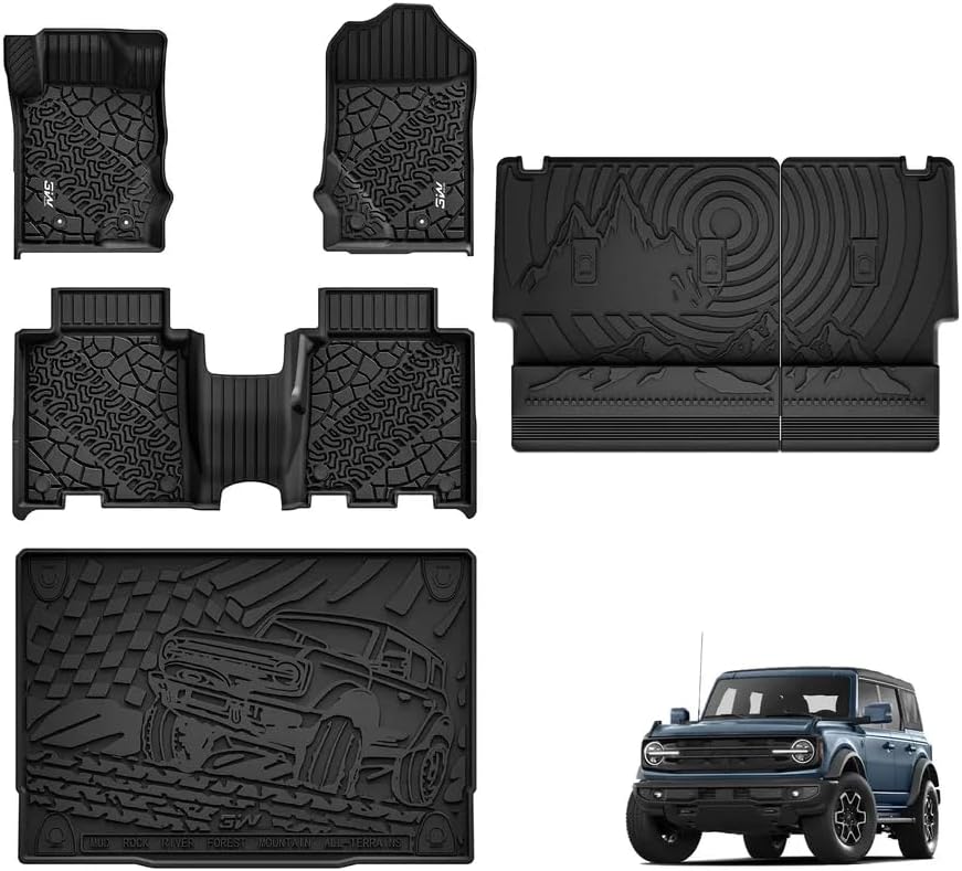 3W Ford Bronco Floor Mats & Cargo Liner Custom Fit 2021-2025