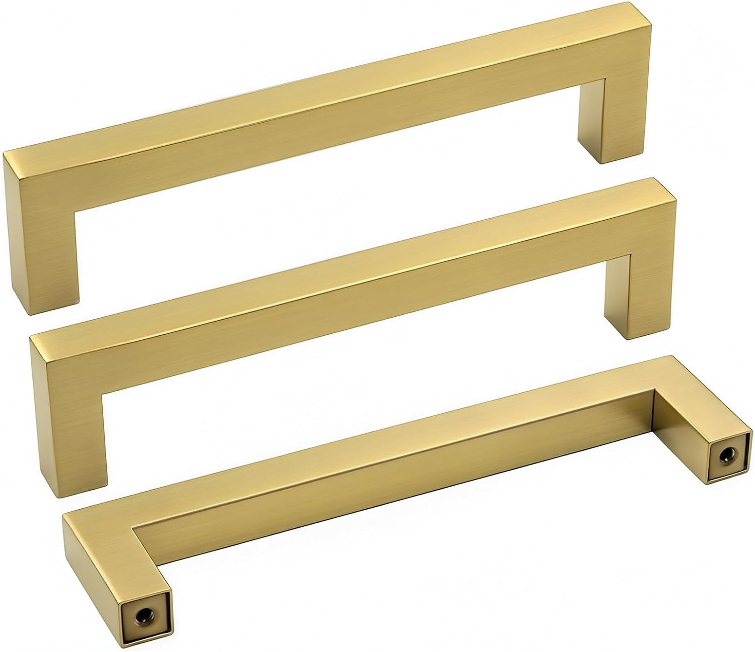 Brushed Brass Kitchen Cabinet Handles - 50 Pack Square Pulls